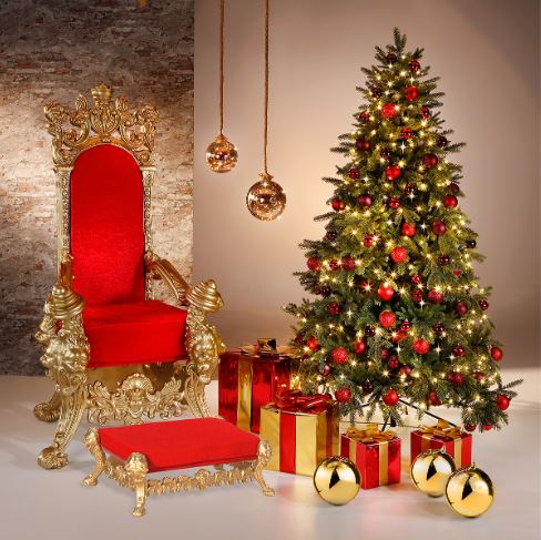 Produits d'objets de décoration à ambiance Noël, trône et sapin